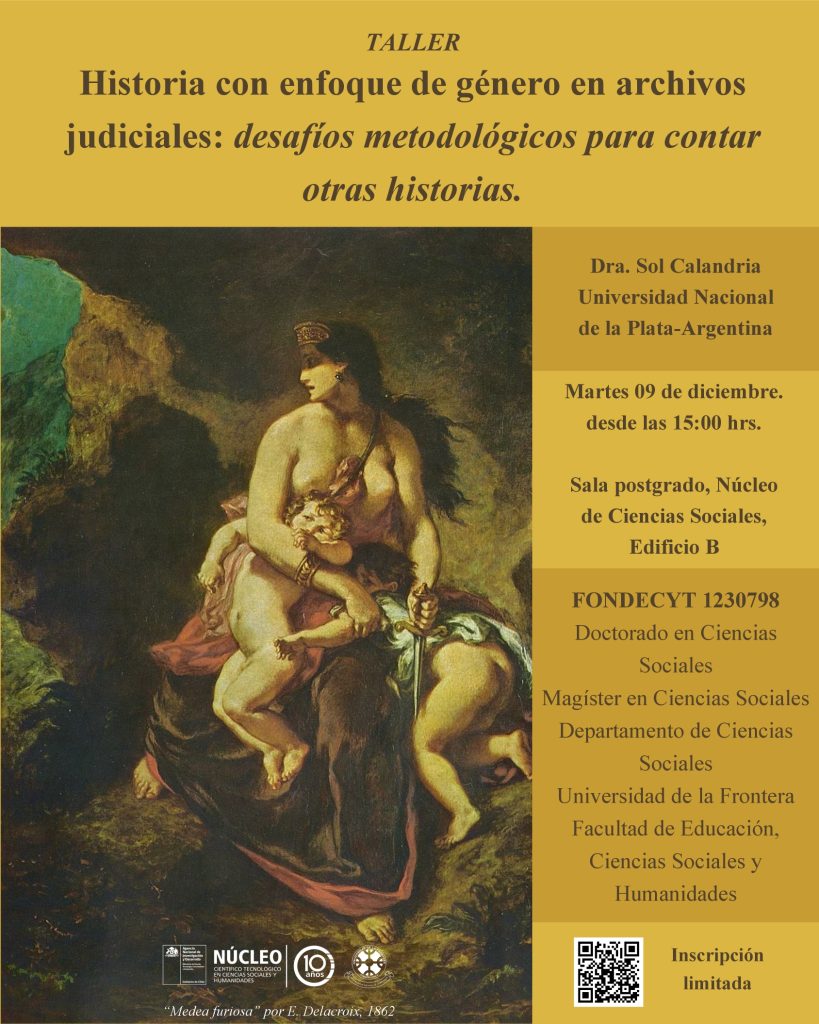 Afiche invitacion Taller Historia con enfo que de género en archivos judiciales II
